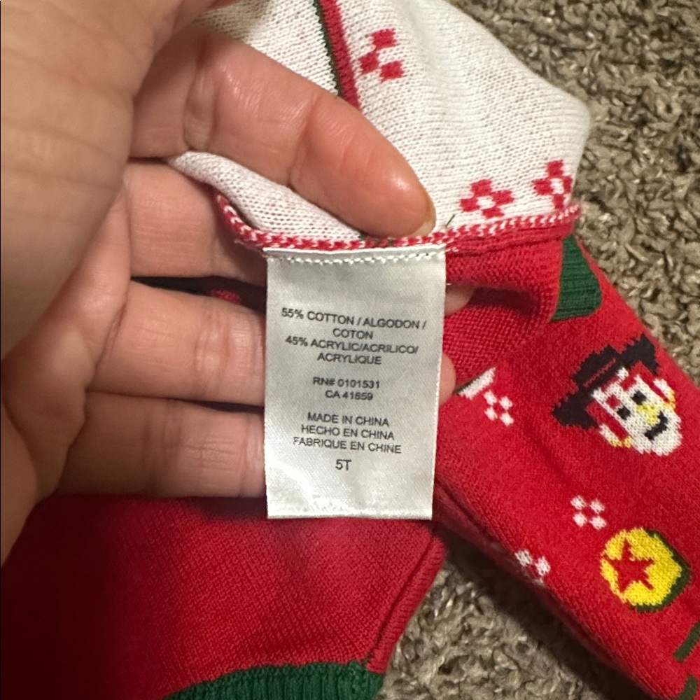 Disney Pixar Toy Story Kids Festive Red and Green Christmas Sweater - Picture 6 of 6